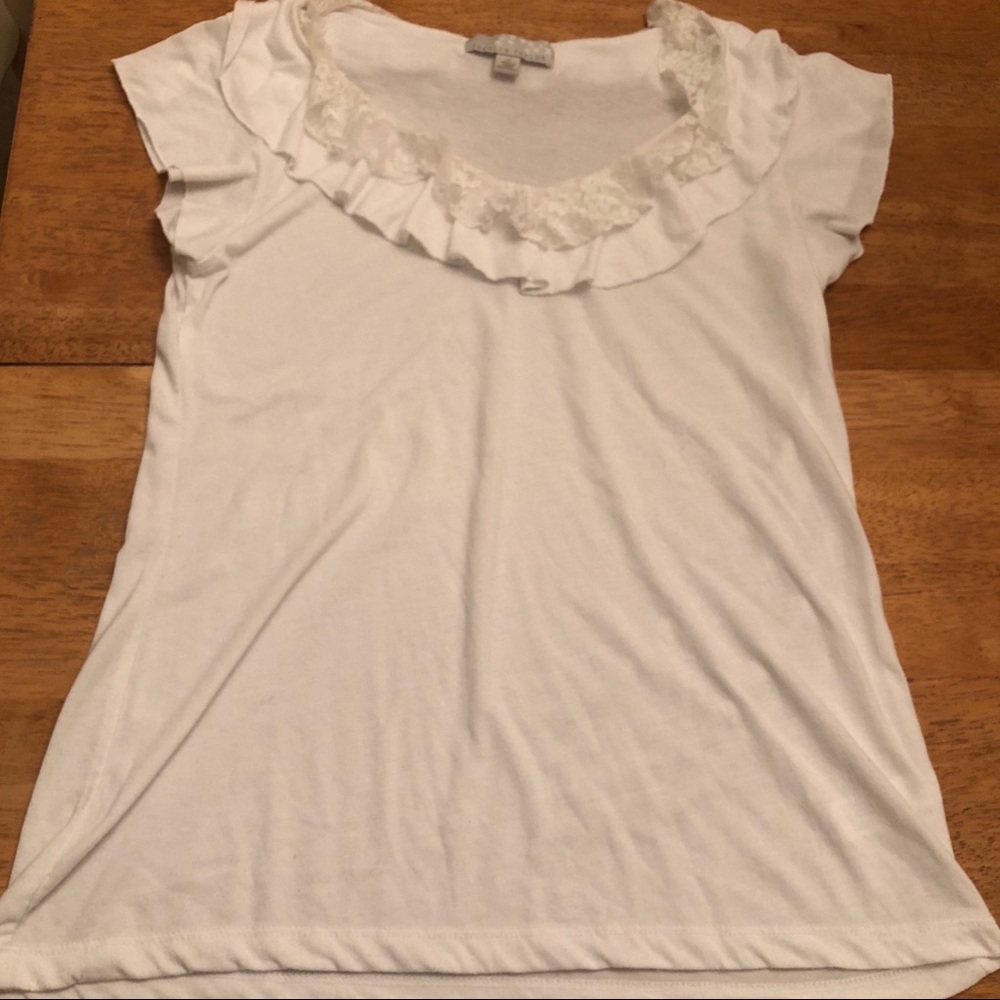 Carolyn Taylor white cotton Lacey T-shirt top Sz M